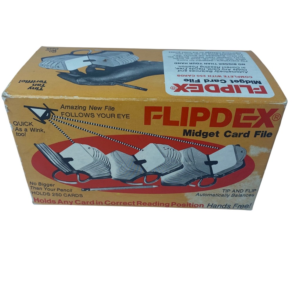 Vtg 70s Flipdex Midget Card File Wheeldex 250 Cards Gadget Novelty MCM USA